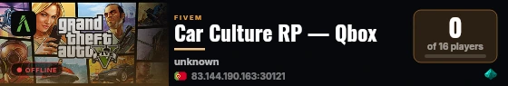Car Culture RP — Qbox live status badge