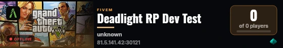 Deadlight RP Dev Test live status badge