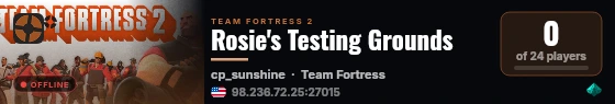 Rosie's Testing Grounds live status badge