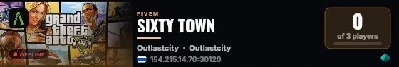 SIXTY TOWN live status badge