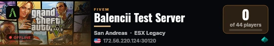 Balencii Test Server live status badge