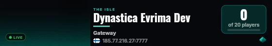 Dynastica Evrima Dev live status badge