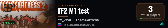 TF2 M1 test live status badge