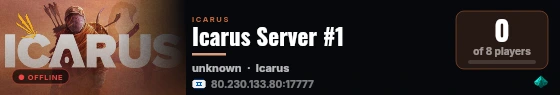 Icarus Server #1 live status badge