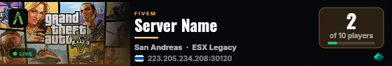 Server Name live status badge