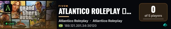 ATLANTICO ROLEPLAY ▬↭🡺 ENTRA AGORA 🡸↭▬ 🌈 — A CITY QUE NÃO PARA live status badge