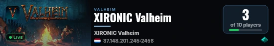 XIRONIC Valheim live status badge