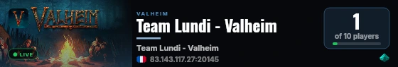 Team Lundi - Valheim live status badge