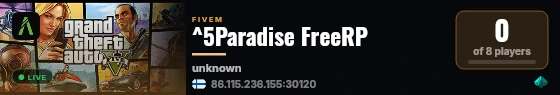 ^5Paradise FreeRP live status badge