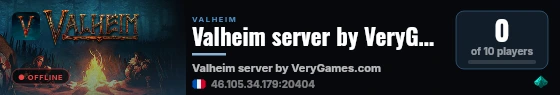 Valheim server by VeryGames.com - DediGames Box live status badge