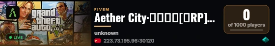 Aether City·苍穹之城[轻RP]-交友 扮演 休闲 娱乐=Q群:553452876 live status badge