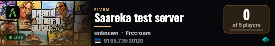 Saareka test server live status badge
