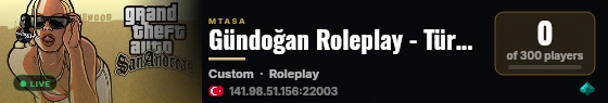 Gündoğan Roleplay - Türkiye Mafya/Çete/Devlet - discord.gg/gundoganrp live status badge