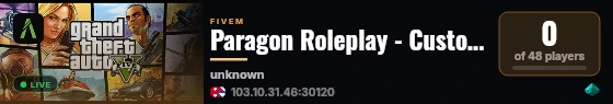Paragon Roleplay - Custom Server live status badge