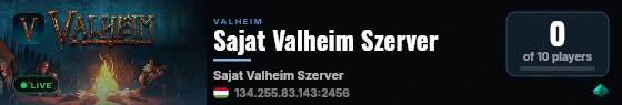 Sajat Valheim Szerver live status badge