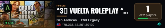 ^3🌴 VUELTA ROLEPLAY ^7➜ ^2APERTURA HOY MIERCOLES 2/9 ^7🚀 live status badge