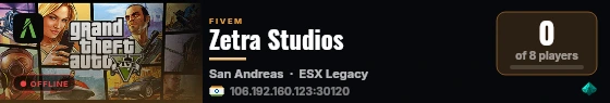 Zetra Studios live status badge