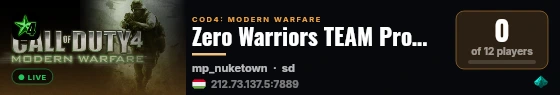Zero Warriors TEAM Promodlive Szervere. live status badge