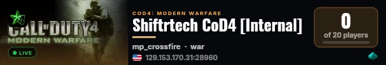 Shiftrtech CoD4 [Internal] live status badge