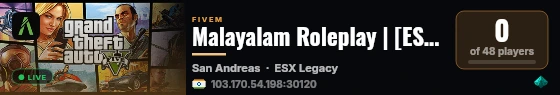 Malayalam Roleplay | [ESX Legacy] live status badge