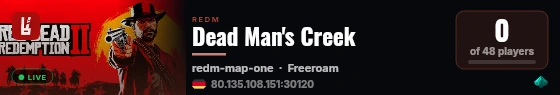 Dead Man's Creek live status badge