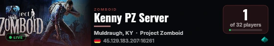 Kenny PZ Server live status badge