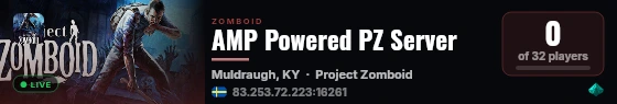 AMP Powered PZ Server live status badge
