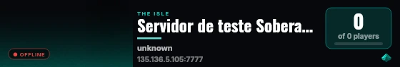 Servidor de teste Soberano Isle live status badge