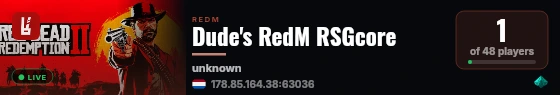 Dude's RedM RSGcore live status badge