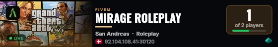 MIRAGE ROLEPLAY live status badge