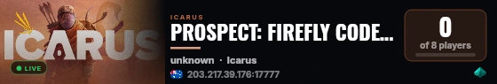 PROSPECT: FIREFLY CODE_#0001 live status badge