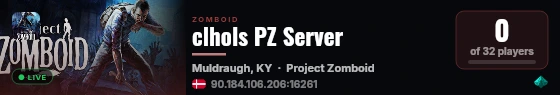 clhols PZ Server live status badge