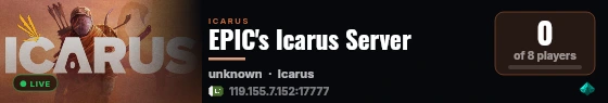 EPIC's Icarus Server live status badge