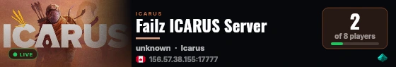 Failz ICARUS Server live status badge