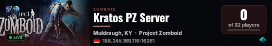 Kratos PZ Server live status badge