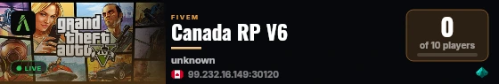 Canada RP V6 live status badge
