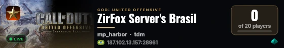 ZirFox Server's Brasil live status badge
