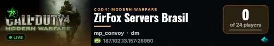 ZirFox Servers Brasil live status badge