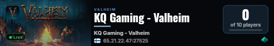 KQ Gaming - Valheim live status badge