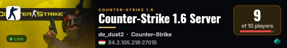 Counter-Strike 1.6 Server live status badge