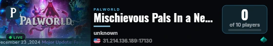 Mischievous Pals In a New World live status badge