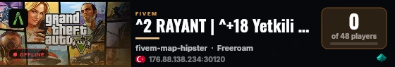 ^2 RAYANT | ^+18 Yetkili Ekibi | ^4ATHENA Roleplay | ^7Illegal Legal Alimlari Aciktir | ^4discord.gg/BFCbP6Gh7j live status badge