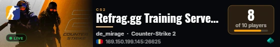 Refrag.gg Training Server (Player) live status badge