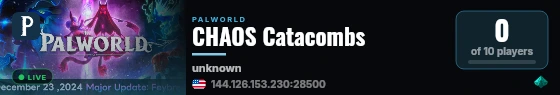 CHAOS Catacombs live status badge