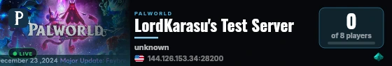 LordKarasu's Test Server live status badge