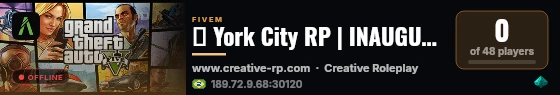 🔥 York City RP | INAUGUROU HOJE live status badge