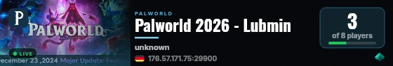 Palworld 2026 - Lubmin live status badge
