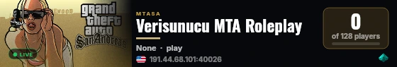 Verisunucu MTA Roleplay live status badge