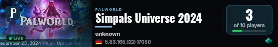 Simpals Universe 2024 live status badge
