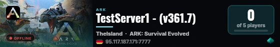 TestServer1 - (v361.7) live status badge